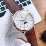 Newest Copy Omega Moonphase Watch Rose Gold Bezel White Dial